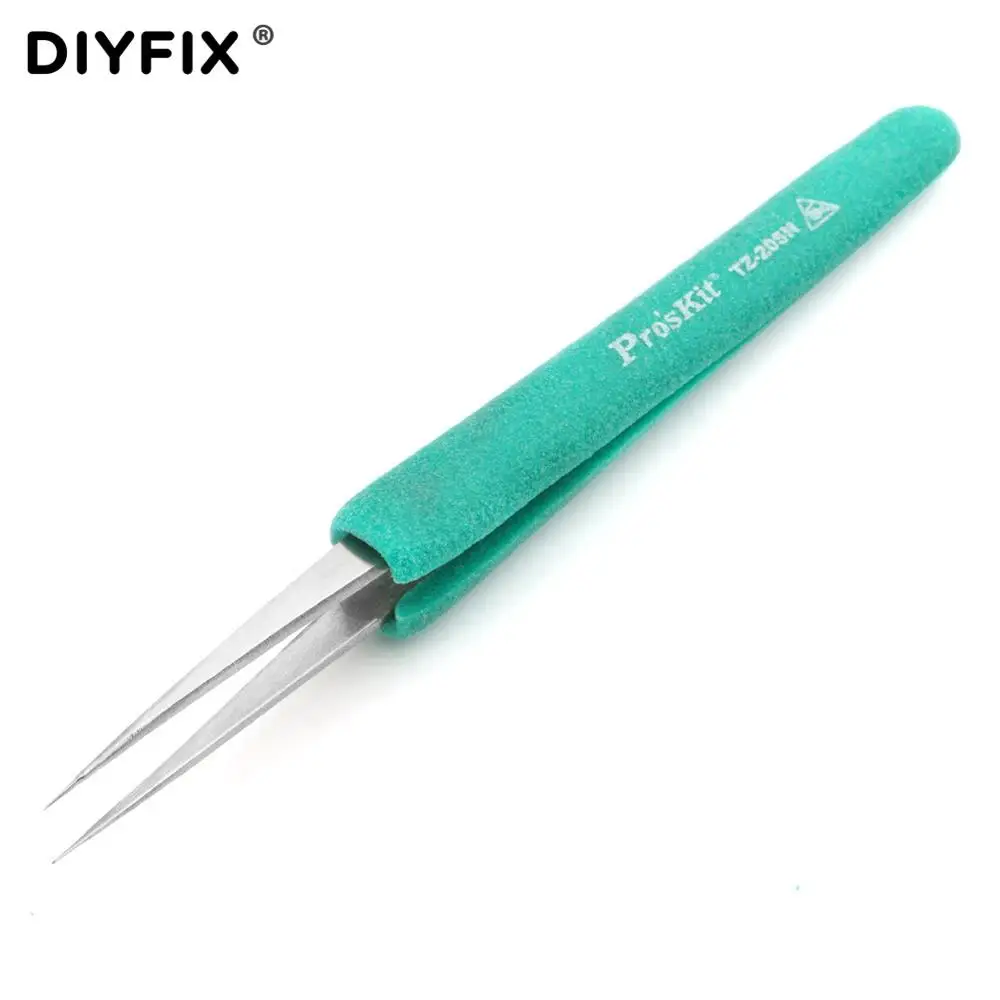 Pro'sKit Precision Tweezers Stainless Steel Anti-Static ESD Forceps Non-Slip Anti-magnetic Soft Handle Electronics Repair Tool
Pro'sKit Precision Tweezers Stainless Steel Anti-Static ESD Forceps Non-Slip Anti-magnetic Soft Handle Electronics Repair Tool
