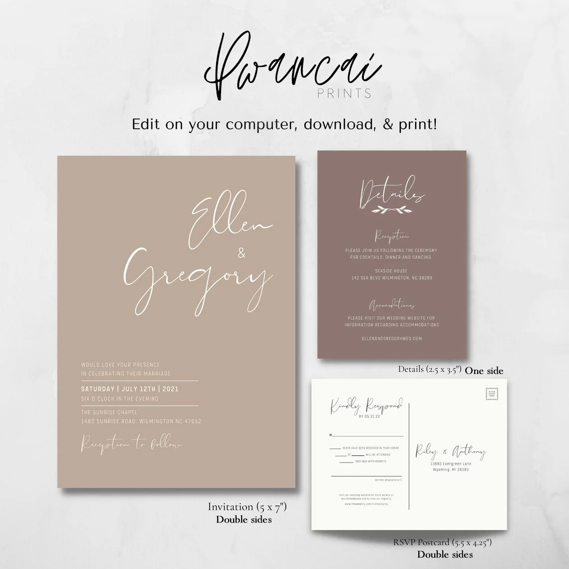 Neutral Minimalist Wedding Invitation Template Set | Editable Minimalist Wedding Invite wedding invitations customized- Eden
Neutral Minimalist Wedding Invitation Template Set | Editable Minimalist Wedding Invite wedding invitations customized- Eden