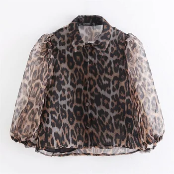 Zatraf women's new fall 2019 Lapel 7 / 4 Sleeve Shirt animal print sheer hard yarn short shirt 04437275051 
Zatraf women's new fall 2019 Lapel 7 / 4 Sleeve Shirt animal print sheer hard yarn short shirt 04437275051