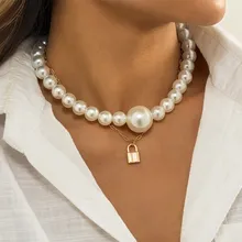 Cosysail 2Pcs Big Round Pearl Choker Necklace for Women Multi-layer Padlock Pendant Necklace Set Punk Statement Jewelry Gift 
Cosysail 2Pcs Big Round Pearl Choker Necklace for Women Multi-layer Padlock Pendant Necklace Set Punk Statement Jewelry Gift