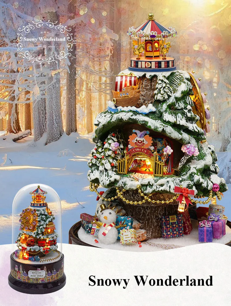 DIY Dollhouse Rotate Music Box Miniature Assemble Kits Doll House With Furnitures Wooden House Toys for Children Birthday Gift (14)