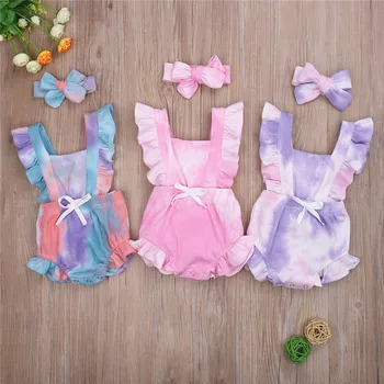 Newborn Baby Girls Summer Clothes Ribbed Tie-dye Printed Romper Backless Sleeveless Ruffled Rompers Headband 2Pcs
Newborn Baby Girls Summer Clothes Ribbed Tie-dye Printed Romper Backless Sleeveless Ruffled Rompers Headband 2Pcs