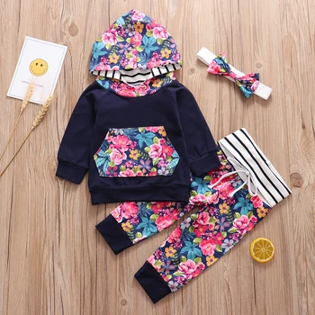 Floral Baby Girl Clothes For Newborns Infant Outfit 3Pcs Set Hooded Tops+Leggings Pants Headband Autumn Girl Baby clothing Set
Floral Baby Girl Clothes For Newborns Infant Outfit 3Pcs Set Hooded Tops+Leggings Pants Headband Autumn Girl Baby clothing Set