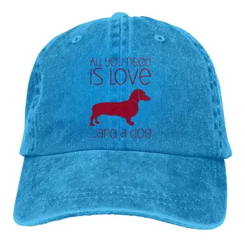 

Men Women Adjustable Yarn-Dyed Denim Baseball Caps All You Need is Love and A Dachshund Trucker Cap