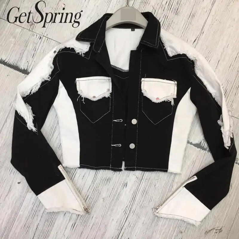 GetSpring Women Denim Jacket Patchwork Long Sleeve Jean Jeacket High Waist Short Denim Coat Loose Ladies Jean Tops Autumn 2019
GetSpring Women Denim Jacket Patchwork Long Sleeve Jean Jeacket High Waist Short Denim Coat Loose Ladies Jean Tops Autumn 2019