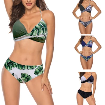 Sexy Bandge Bikini Set Low Waisted Swimwear Women Coss Pachwork Swimsuit Bathing Suits Halter Push Up Leaf Print Bikinis 2020
Sexy Bandge Bikini Set Low Waisted Swimwear Women Coss Pachwork Swimsuit Bathing Suits Halter Push Up Leaf Print Bikinis 2020
