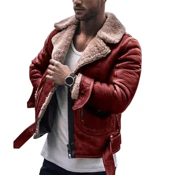 Retro Men Winter Lapel Collar Street Jacket Faux Leather Warm Fleece Short Coat 
Retro Men Winter Lapel Collar Street Jacket Faux Leather Warm Fleece Short Coat