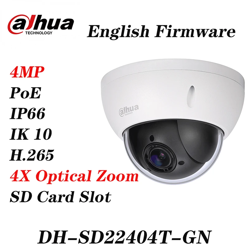 Dahua SD22404T-GN 4MP 4x PTZ network camera IVS WDR POE IP66 IK10 upgrade from SD22204T-GN with Dahua logo Express Shipping
Dahua SD22404T-GN 4MP 4x PTZ network camera IVS WDR POE IP66 IK10 upgrade from SD22204T-GN with Dahua logo Express Shipping
