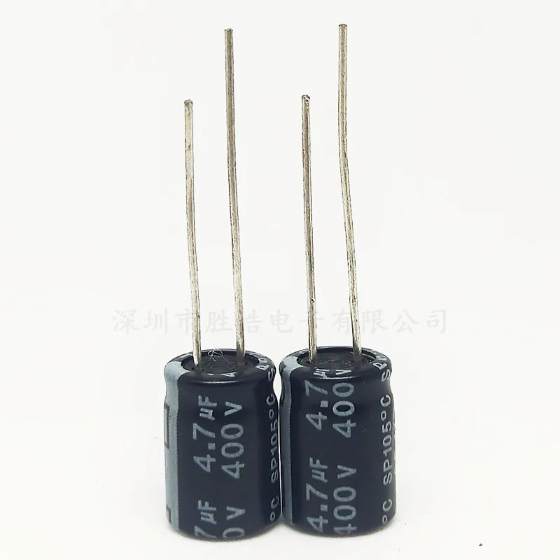 

20pcs/lot 400V4.7UF Higt Quality 8*12mm 4.7UF 400V Straight Plug-in Aluminum Electrolytic Capacitor Size：8X12（MM）