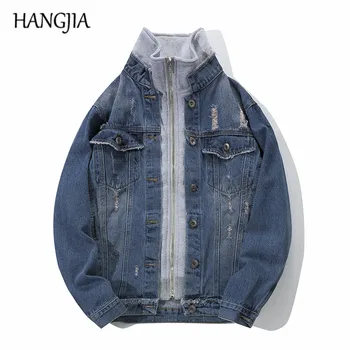 Men's Turtleneck Zip Denim Jacket Bule Double Layer Ripped Denim Jacket Jeans Male Streetwear Hip Hop Cowboy Jackets and Coats
Men's Turtleneck Zip Denim Jacket Bule Double Layer Ripped Denim Jacket Jeans Male Streetwear Hip Hop Cowboy Jackets and Coats