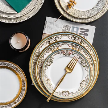 Luxury Porcelain Tableware Ceramic Dinnerware Creative Steak plates Dessert Tray Kitchen Dishes And Plates 10.5/9/7.5 inches
Luxury Porcelain Tableware Ceramic Dinnerware Creative Steak plates Dessert Tray Kitchen Dishes And Plates 10.5/9/7.5 inches