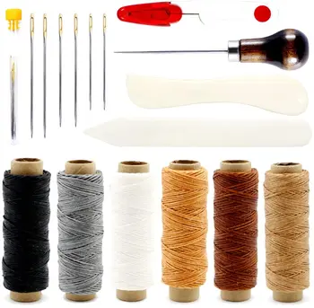 LMDZ 6 Color Waxed Thread with 3 Sizes Large Eye Sewing Needles, Scissor, Awl, Bone Folder for Leather Stitching Leather Sewing
LMDZ 6 Color Waxed Thread with 3 Sizes Large Eye Sewing Needles, Scissor, Awl, Bone Folder for Leather Stitching Leather Sewing