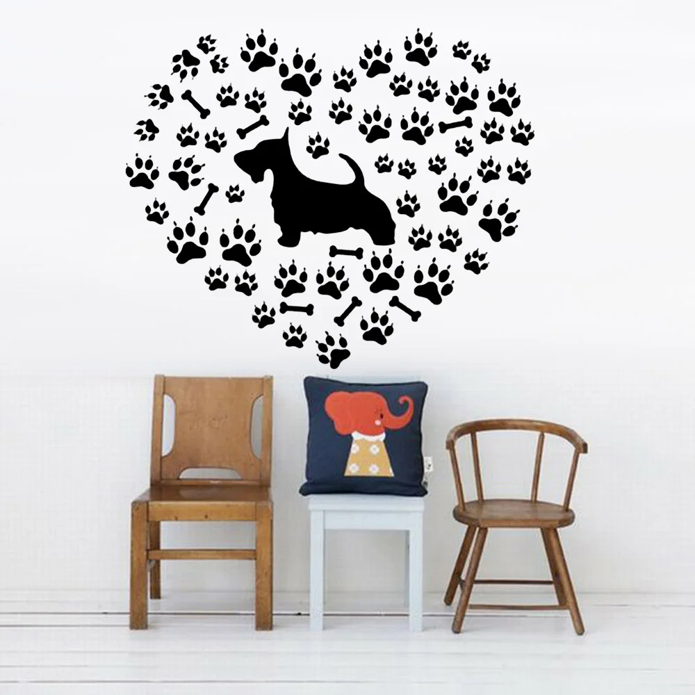 Собачьих лап наклейка на стене Любовь Сердце шаблон материал дома Decorartion Pet Shop