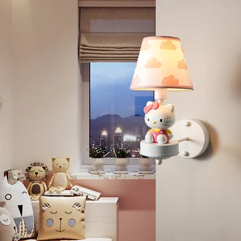 

Children's Bedroom Wall Lamp Bedside Light Creative Hello Kitty Cartoon Room Lamps Baby Room Amusement Park Corridor Wall Light