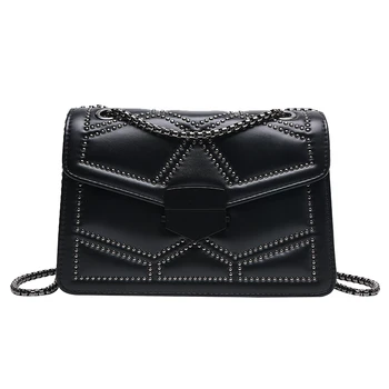 Chain Crossbody Bags for Women 2020 Fashion Luxury Rivet Shoulder Bag High Quality PU Leather Ladies Small Messenger Bag Black
Chain Crossbody Bags for Women 2020 Fashion Luxury Rivet Shoulder Bag High Quality PU Leather Ladies Small Messenger Bag Black