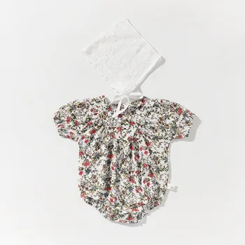 Baby romper summer floral design sweet baby girls jumpsuits with white cap
Baby romper summer floral design sweet baby girls jumpsuits with white cap