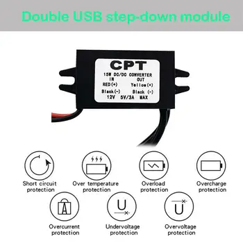DC to DC Converter Module 12V To 5V 3A 15W Double USB Step Down Power Wire Output Adapter Potting Waterproof Power Supply Module
DC to DC Converter Module 12V To 5V 3A 15W Double USB Step Down Power Wire Output Adapter Potting Waterproof Power Supply Module