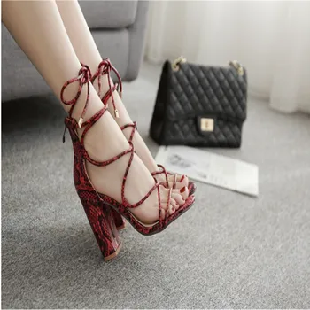 Summer Women Sandals Fashion Python Skin Peep Toe Ankle Cross Strap Sandals Popular High Heels Women's Shoes Zapatos De Mujer
Summer Women Sandals Fashion Python Skin Peep Toe Ankle Cross Strap Sandals Popular High Heels Women's Shoes Zapatos De Mujer