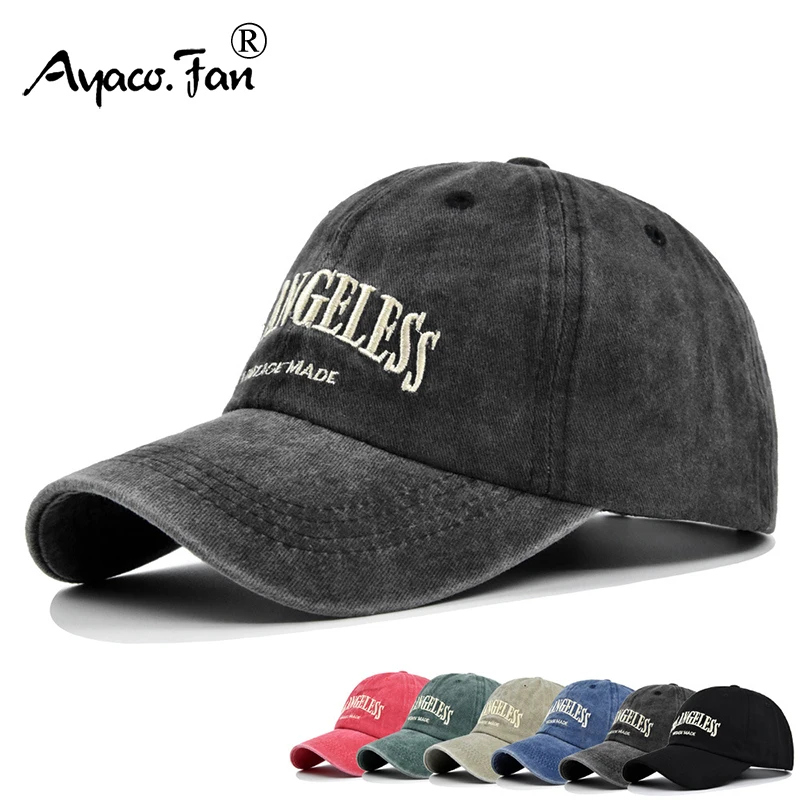 

Washed Baseball Cap New Spring Solid Sunhat Embroidered Men Women Summer Cotton Snapback Caps Fishing Hat Ponytail Vintage Visor