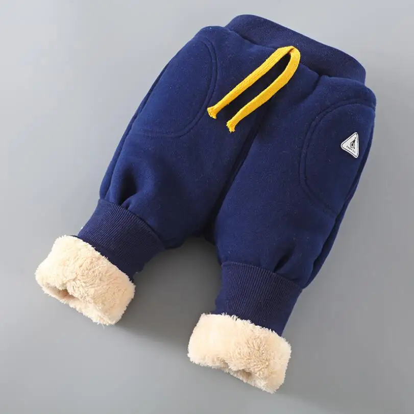 

Baby Boys girls winter thicken cotton velvet warm pants 0-7T kids fleece lining trousers children outwear toddler loosen pants