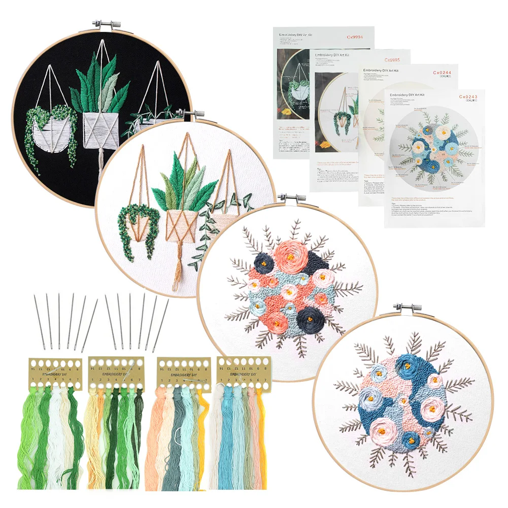 DIY Stamped Embroidery Starter Kit Plants Pattern Color Threads Tools Home Decoration Ribbon Painting with Flowers Cross Stitch
DIY Stamped Embroidery Starter Kit Plants Pattern Color Threads Tools Home Decoration Ribbon Painting with Flowers Cross Stitch