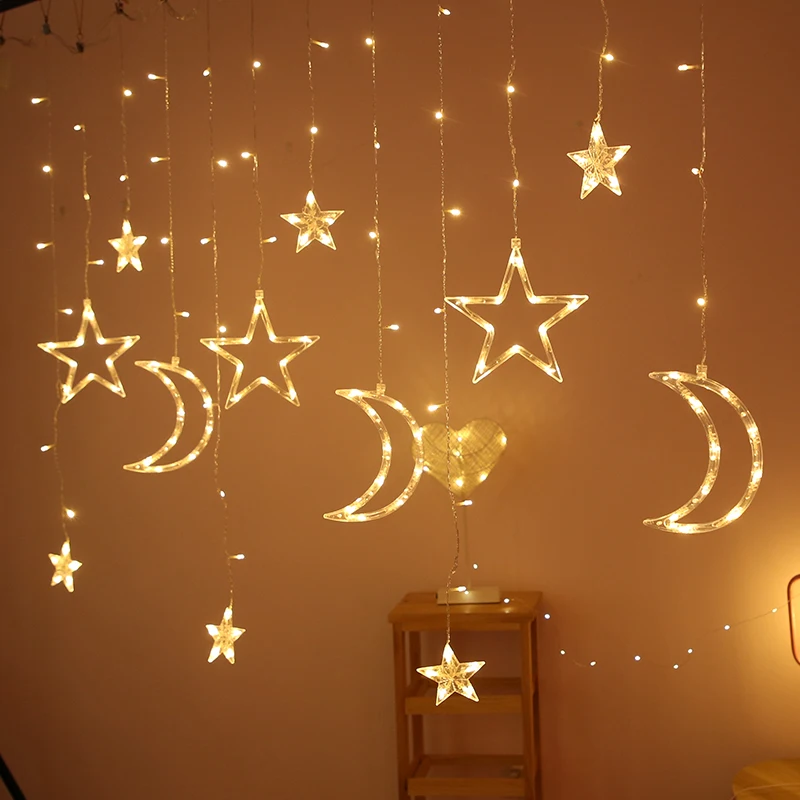 Moon and Star Shaped LED Lamp String with Remote Control Moon and Star Shaped LED Lamp String with Remote Control