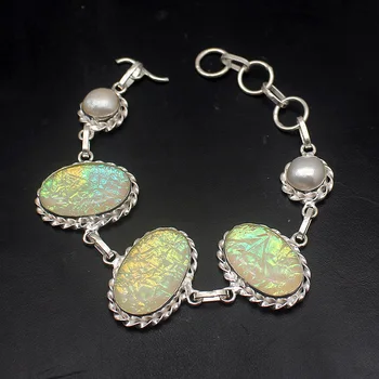 Elegant Dichroic Glass White Pearl Silver Color Charms Bracelets For Women 8.25 inch HD189 
Elegant Dichroic Glass White Pearl Silver Color Charms Bracelets For Women 8.25 inch HD189