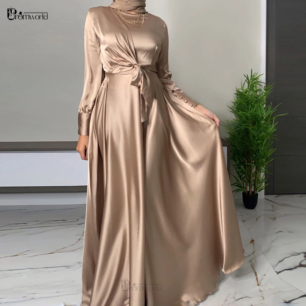 Simple Dubai Long Sleeves Formal Dress Champagne Muslim Evening Gowns A-Line Luxury Satin Abendkleider 2022 Robes De Soirée Prom
Simple Dubai Long Sleeves Formal Dress Champagne Muslim Evening Gowns A-Line Luxury Satin Abendkleider 2022 Robes De Soirée Prom