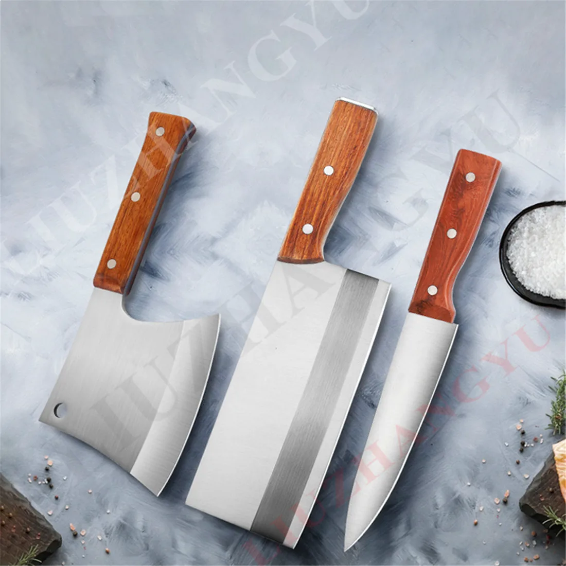 LIUZHANGYU 3PCS Utility Cooking Chef Knife Set 4Cr14 Stainless Steel Kitchen Knife Set Paring Slicing Chinese Cleaver Knife Chop
LIUZHANGYU 3PCS Utility Cooking Chef Knife Set 4Cr14 Stainless Steel Kitchen Knife Set Paring Slicing Chinese Cleaver Knife Chop