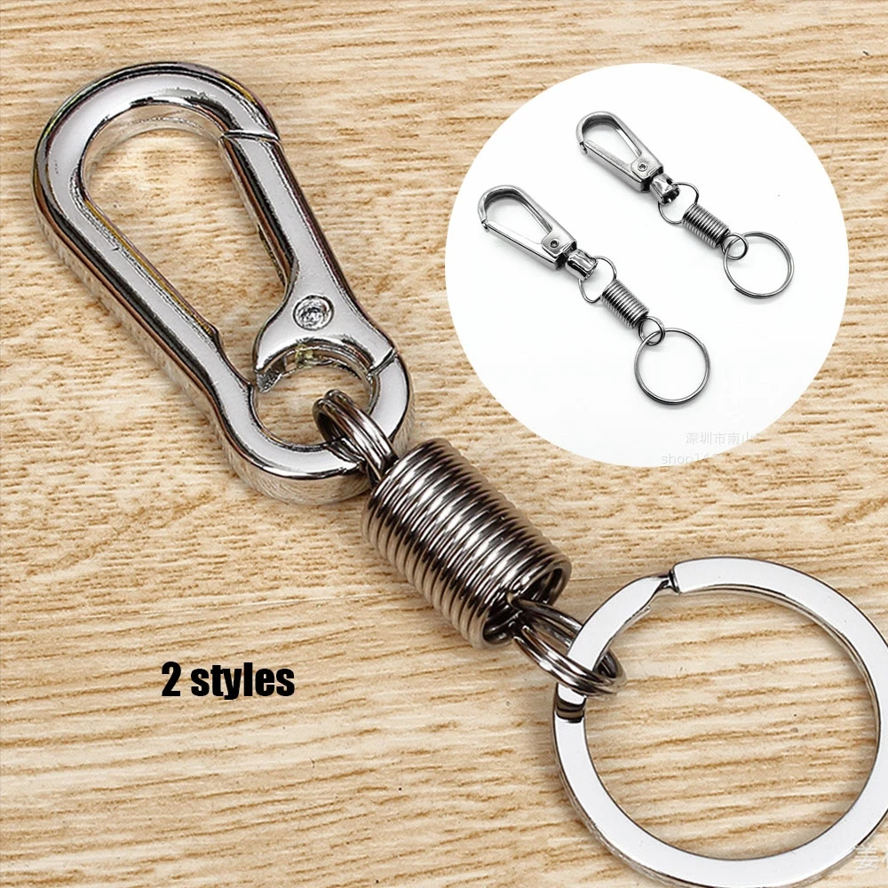 

Stainless Steel Bicycle Bottle Holder Carabiner Keychain Waist Belt Clip Anti-Lost Buckles Silver Key Ring Retractable Keyring