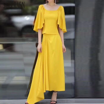SuperAen New 2020 Summer Temperament Europe Women's Sets Cotton and Linen Tops Solid Color Fashion Skirts Two Pieces Female
SuperAen New 2020 Summer Temperament Europe Women's Sets Cotton and Linen Tops Solid Color Fashion Skirts Two Pieces Female