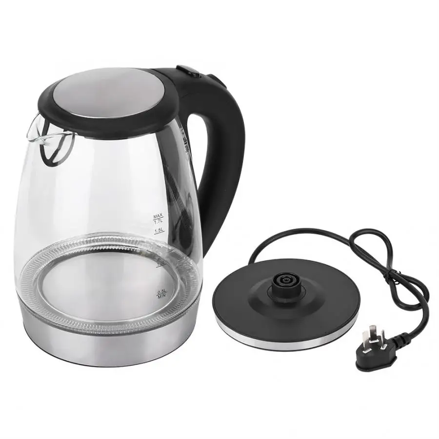 

1.7L Electric Kettle 1000W Glass Transparent Tea Water Heater Boiler Household Electric Boiling Pot with LED Indicator Light