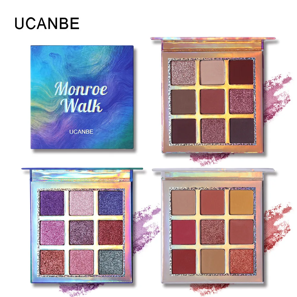 

Shimmer Matte Eyeshadow Palette Makeup 9 Colors Holographic Nude Glow Pigment Eye Shadow Long Lasting UCANBE Woman Cosmetic Sets