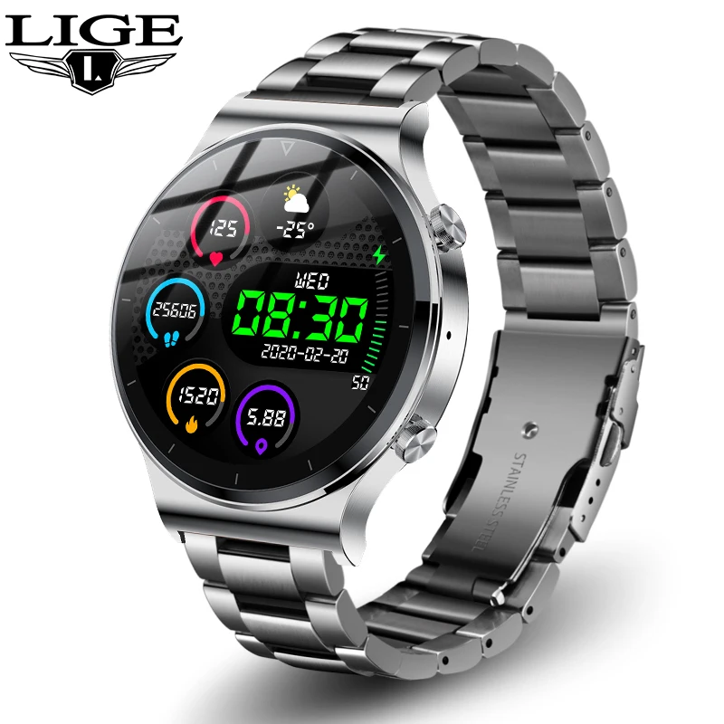 LIGE Steel Band Men Smart Watch Bluetooth Call Watch Heart Rate Monitor IP68 Waterproof Sport Fitness Smartwatch for Android iOS
LIGE Steel Band Men Smart Watch Bluetooth Call Watch Heart Rate Monitor IP68 Waterproof Sport Fitness Smartwatch for Android iOS