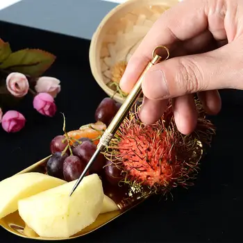 Reusable Toothpick Golden High-quality Stainless Steel Non-rust Waterproof Brass Fruit Pick + Toothpick Holder with Keychain
Reusable Toothpick Golden High-quality Stainless Steel Non-rust Waterproof Brass Fruit Pick + Toothpick Holder with Keychain