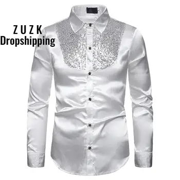 ZUZK Men's Silk Satin Smooth Shirt Luxury Gold Sequin Tuxedo White Shirt Party Stage Performance Wedding White Dress Shirts
ZUZK Men's Silk Satin Smooth Shirt Luxury Gold Sequin Tuxedo White Shirt Party Stage Performance Wedding White Dress Shirts