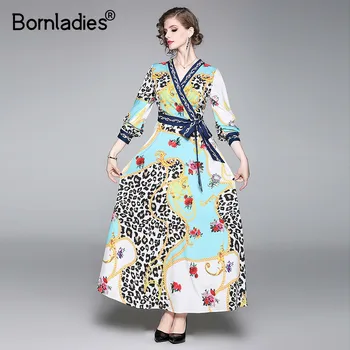 Bornladies Designer Runway Women Leopard Floral Print High Quality Spring Autumn Long Maxi Vestidos Robe Femme Bohemian Dress
Bornladies Designer Runway Women Leopard Floral Print High Quality Spring Autumn Long Maxi Vestidos Robe Femme Bohemian Dress