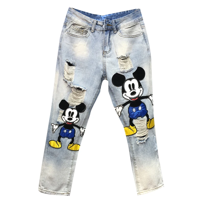 MUMUZI 2019 New cute cartoon jeans fashion women ripped denim trousers blue jeans hole design high street women clothing
MUMUZI 2019 New cute cartoon jeans fashion women ripped denim trousers blue jeans hole design high street women clothing