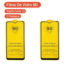 Film trempé 9d pour Redmi Note 10, 2 pièces, Film de protection d'écran de téléphone portable en verre trempé=