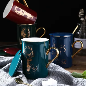 Ceramic Creative Mugs With Lid & Spoon Breakfast Milk Coffee Cup Drinkware Tea Cup Kitchen Drinking Utensils Wedding Gift 450ML
Ceramic Creative Mugs With Lid & Spoon Breakfast Milk Coffee Cup Drinkware Tea Cup Kitchen Drinking Utensils Wedding Gift 450ML