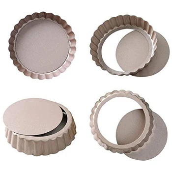 Tart Pan, 4 Inch Mini Quiche Pan Removable Bottom Non-Stick Tin, for Oven Baking Carbon Steel Gold Pie Pan.(4 Packs)
Tart Pan, 4 Inch Mini Quiche Pan Removable Bottom Non-Stick Tin, for Oven Baking Carbon Steel Gold Pie Pan.(4 Packs)