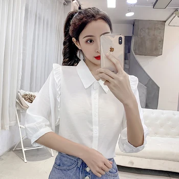 COIGARSAM Half Sleeve Shirt Womens tops New Loose Women shirts White Red 9398
COIGARSAM Half Sleeve Shirt Womens tops New Loose Women shirts White Red 9398