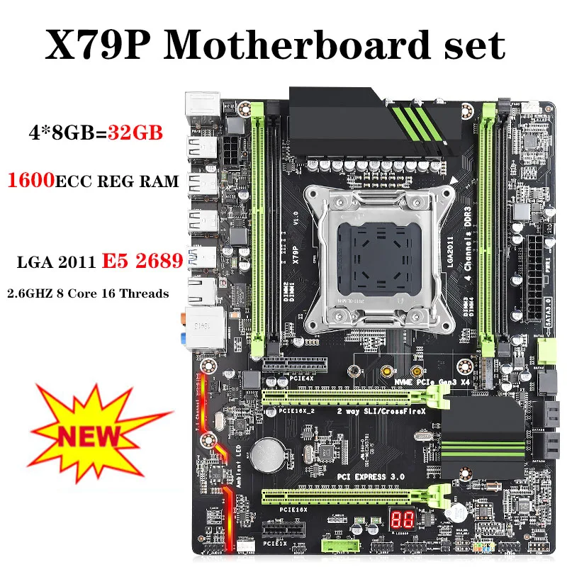 JINGSHA X79P motherboard set with CUP Xeon E5 2689 4x8GB=32GB 1600MHz DDR3 ECC REG memory ATX USB3.0 SATA3 PCI-E NVME M.2 SSD
JINGSHA X79P motherboard set with CUP Xeon E5 2689 4x8GB=32GB 1600MHz DDR3 ECC REG memory ATX USB3.0 SATA3 PCI-E NVME M.2 SSD