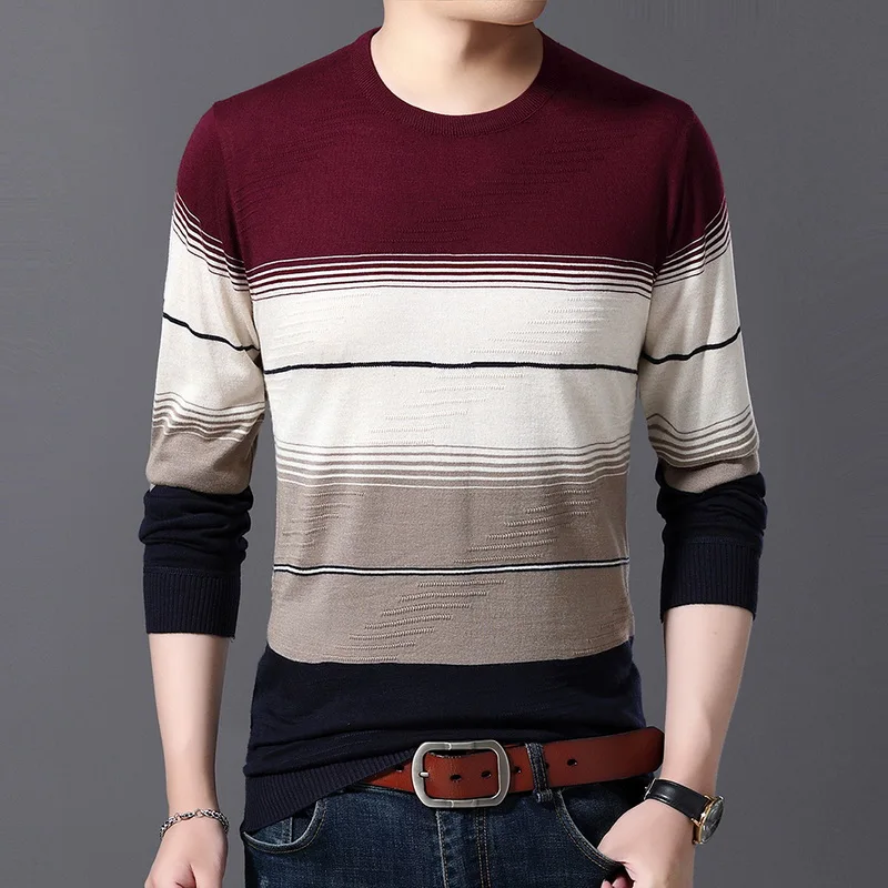 MJARTORIA Autumn Winter Brand Men Sweater O-Neck Striped Slim Men Casual Long Sleeve Patchwork Pollover Sweaters Mens Clothes
MJARTORIA Autumn Winter Brand Men Sweater O-Neck Striped Slim Men Casual Long Sleeve Patchwork Pollover Sweaters Mens Clothes
