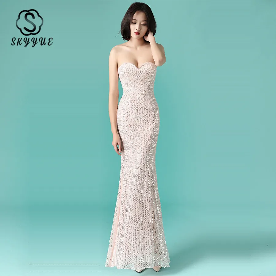Skyyue Evening Gown Sexy Strapless Robe De Soiree Elegant Sequin Mermaid Evening Gown Backless Crystal Evening Dress 2019 H089
Skyyue Evening Gown Sexy Strapless Robe De Soiree Elegant Sequin Mermaid Evening Gown Backless Crystal Evening Dress 2019 H089