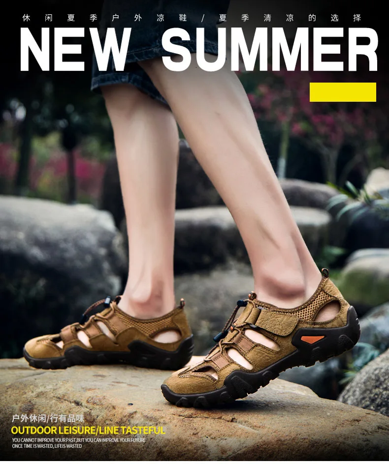 New Roman genuine leather men sandals summer cow leather for beach male shoes mens gladiator sandal Plus size 38-46 (2)