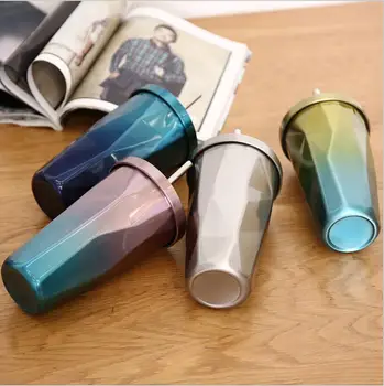 Stainless Steel Coffee Cup Rhombus Gradient Cups with Straw Adult Large Capacity 500ml Car Hand Cup Water Cold Drink Bottle
Stainless Steel Coffee Cup Rhombus Gradient Cups with Straw Adult Large Capacity 500ml Car Hand Cup Water Cold Drink Bottle