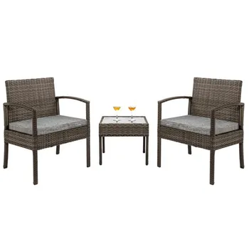 3 Piece Patio Furniture Set Wicker Rattan Outdoor Patio Conversation Set 2 Cushioned Chairs & End Table Garden chairs
3 Piece Patio Furniture Set Wicker Rattan Outdoor Patio Conversation Set 2 Cushioned Chairs & End Table Garden chairs