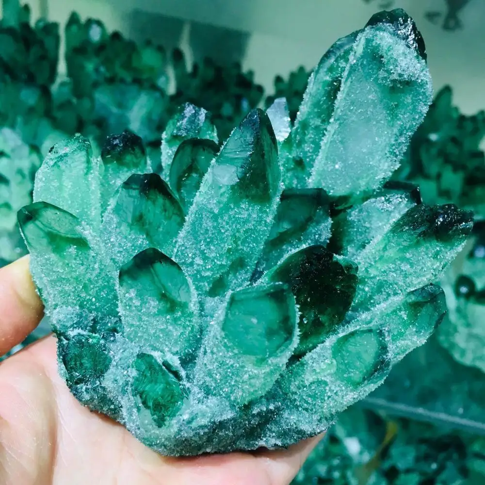 

Natural Beatiful Green Tibetan Quartz Crystal Cluster Specimen