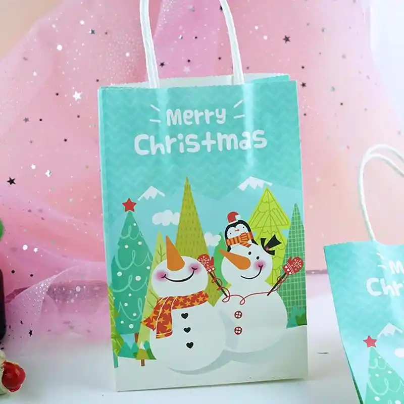 1pcs merry christmas kraft paper bags christmas party new year